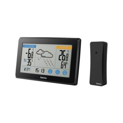 Estação Meteorológica Hama Touch - Previsão do Tempo, Temperatura, Humedad, Relógio DCF Táctil - Cor N