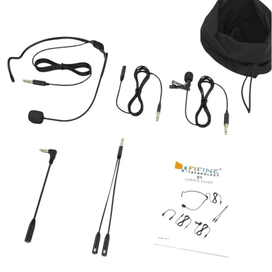Fifine C1 Micrófono de Solapa com Headset - Melhora suas gravações com áudio nítido