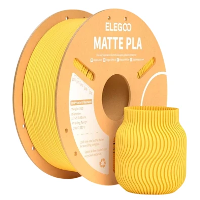 ELEGOO PLA MATTE Amarelo Mate 1.75mm 1kg - Filamento para Impressoras 3D FDM