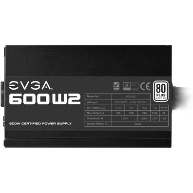 Fuente de Alimentación EVGA 100-W2-0600-K2 600W 80 Plus Silver