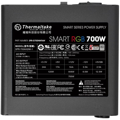 Fuente de alimentación Thermaltake Smart RGB ATX 700W