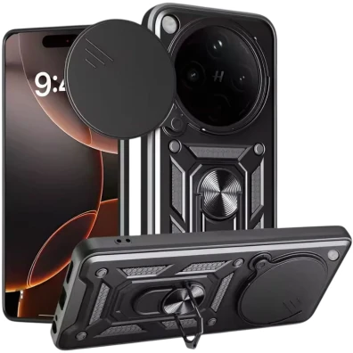 Funda Armadura Militar Oppo Find X8 5G - Proteção Câmera e Anel Negro