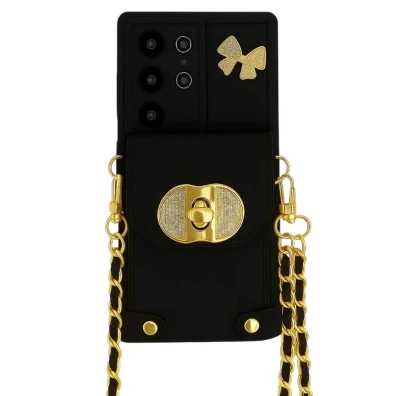 Capa Cartera Cadeias Colgantes Coquette Samsung Galaxy A56 Preto - Marca CROCOCASE