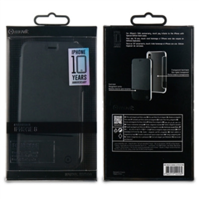 Caso Preto Folio Duplo PU Transparente iPhone X Muvit