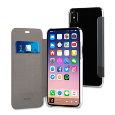 Caso Preto Folio Duplo PU Transparente iPhone X Muvit