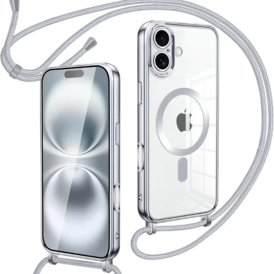 Base Magnética com suspensão iPhone 16 Prata - Marca CROCOCASE