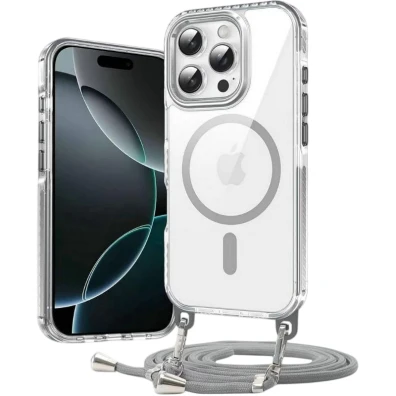 Funda Magnética com Colgante Desmontable iPhone 16 Pro Max Prata - CROCOCASE