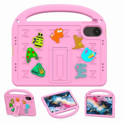 Capa para tablet Xiaomi Redmi Pad Pro 12.1 Rosa com desenhos animados para crianças e correia anti-golpes