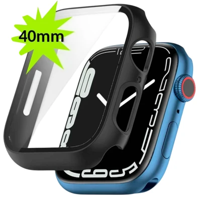 Base PC + Cristal Templado Apple Watch 40mm Preto - Compatível com Apple Watch 4/5/6/SE | Crococase