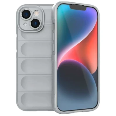Base iPhone 15 Wave de silicone em Cinzento Claro