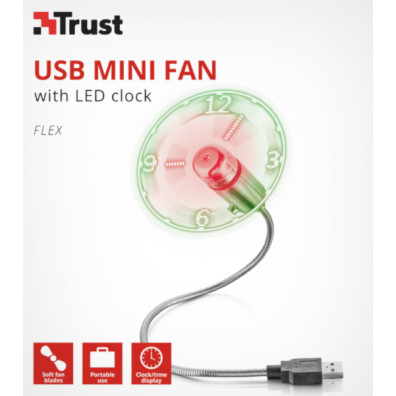 Trust Flex Ventilador USB Mini com Relógio LED