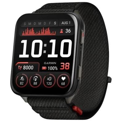 Garmin Venu X1 Gris Titanio com Correa de Nailon ComfortFit Negro