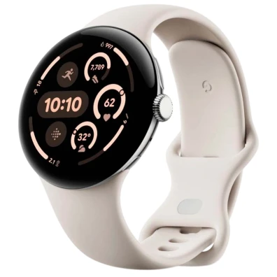 Google Pixel Watch 3 Prata 45mm 4G LTE com Correa Porcelana