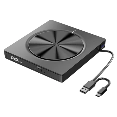 Gravadora Externa de CD/DVD 8 em 1 com USB-C/A/MicroSD