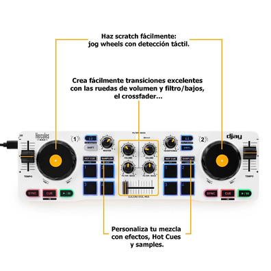 Hercules DJControl Mix-Controladora DJ Inalámbrica Bluetooth pará Smartphones