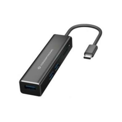 HUB 3.1 USB-C CONCEPTRONIC DONN08 - 3 Portos USB 3.0 e Leitor Cartão SD/MicroSD