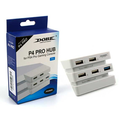 HUB 5 Portos USB (2.0/3.0) Playstation 4 Pro (Dobe) Branco