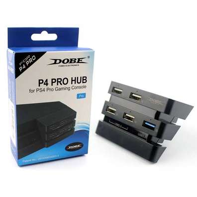 HUB 5 Portos USB (2.0/3.0) Playstation 4 Pro (Dobe) Preto