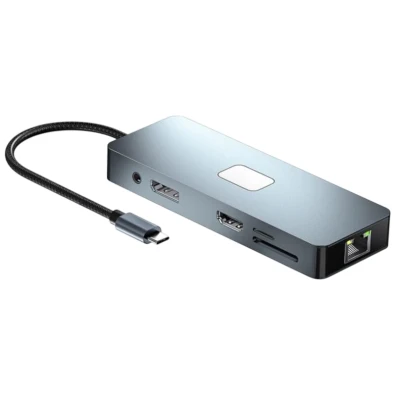 USB-C 11 em 1 a HDMI/VGA/RJ45/USB 3.2 - Prata 100W