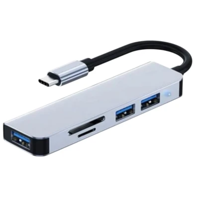 USB Prata 5 em 1 (USB-C/USB 3.0+2.0+MicroSD+SD) - BYL-2103T