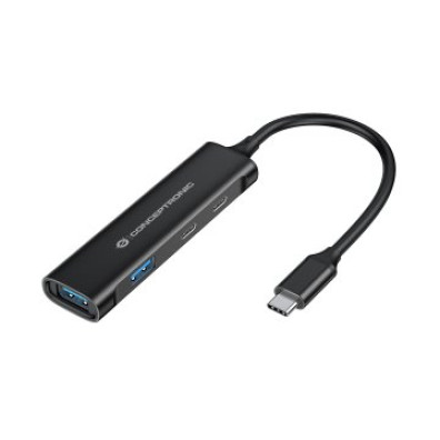 HUB USB 3.0 CONCEPTRONIC HUBBIES12B Preto - 4 Portos USB 3.2 e 2 Portos USB-C/A