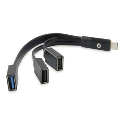 HUB USB 3.1 Tipo C CONCEPTRONIC HUBBIES - 1 Porto USB 3.0 + 2 Portos USB 2.0 Preto
