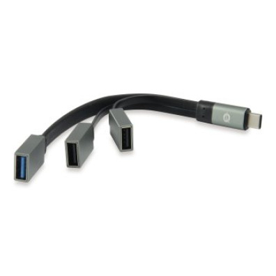 HUB USB-C Conceptronic HUBBIES - 1 Porto USB 3.0 + 2 Portos USB 2.0 - Cor Gris