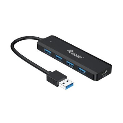 USB HUB 3.2 EQUIP LIFE com 4 Portos USB 3.2 e Inclui Adaptador USB-C
