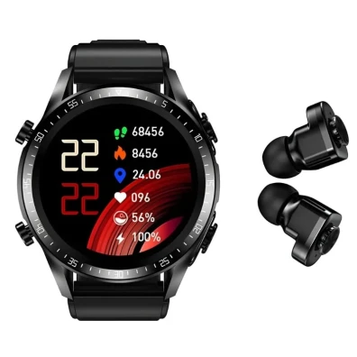 Smartwatch JM03 Preto Correa Silicona Auriculares TWS