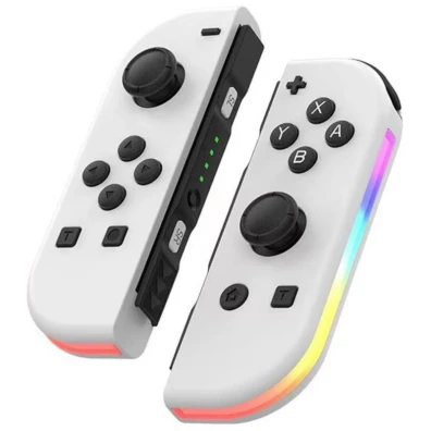 Mando J-C Set Izq/Dcha Branco com RGB - Controlador para jogos em branco com luzes RGB