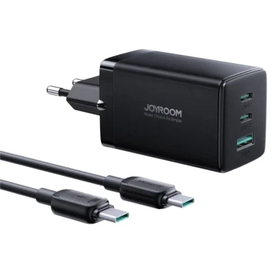 Joyroom JR-TCG01 Carregador Rápido Triple USB Tipo C/USB 65W Preto