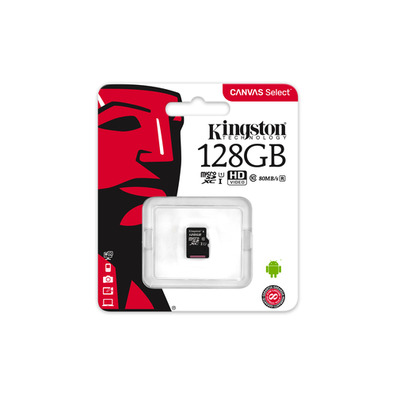 Kingston 128gb tela microsdxc selecionar 80r cl10 uhs-i single
