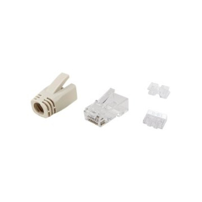Kit 100 Conectores RJ45 Equip Cat 6A com Capuchão e Guia