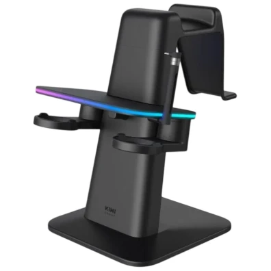Suporte Vertical Kiwi Design QC03 RGB com Carga Magnética para Meta Quest 3/Quest 2/Quest PRO Preto