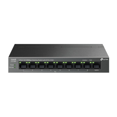 Switch Não Gerível TP-Link LS109P Litewave 8P PoE+ 10/100 Sobremesa[Metal] - Modelo Ideal para Redes