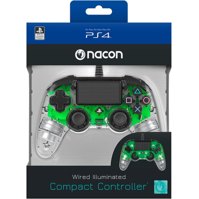 Mando Nacon Compact Wired Illuminado Verde Oficial PS4