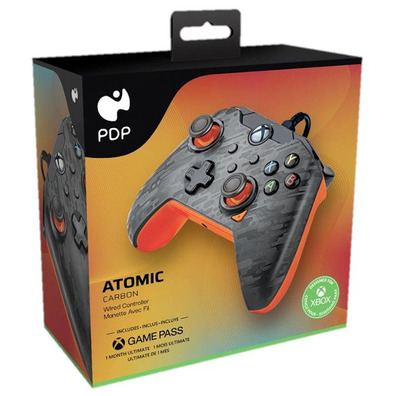 Mando PDP Wired Controller Ômico Carbon + 1 Mes Gamepass Xbox Series / Xbox One/PC