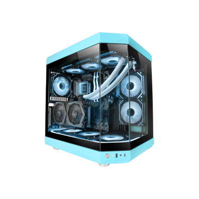 CAIXA ATX Semitorre Gaming Mars Gaming MC3T Azul - Vista Panorámica 3 Painels de Cristal Templado