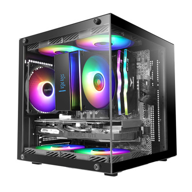 CAIXA MARS GAMING MC-CUBE MICROATX NEGRA USB-C GPU MAX 260mm PANORÁMICO ARGB
