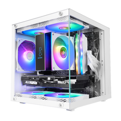 CAIXA MARS GAMING MC-CUBEW MICROATX BLANCA 260mm GPU MAX CUBO PANORÁMICO ARGB USB-C