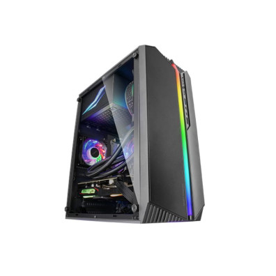 CAIXA MICROATX MARS GAMING MC-S1 GAMING BLACK COM FRONTAL ARGB, VENTILADOR TRASERO FRGB E VENTANA LATERAL