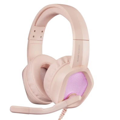 Headset Auriculares Mars Gaming MH320 Pink Hi-Fi Ultra-Bass 3D Jack 3.5mm Iluminação RGB Flow