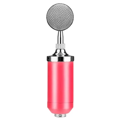 Micrófono Condensador BM-8000 Rosa - Ideal para Streaming e Estudo