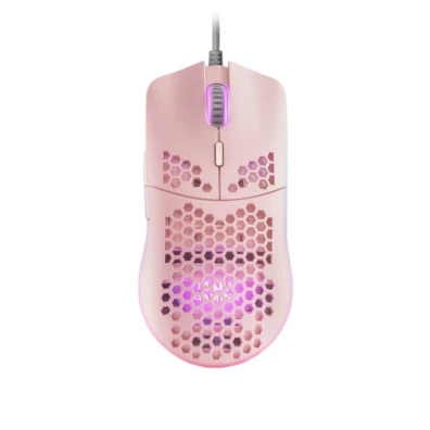 Mouse Mars Gaming RGB MMAX Design Hive Pink 12400dpi - Modelo Pixart 3327Pro, Switch Huano, Superfície Perforad