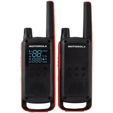 Walkie Talkie Motorola Talkabout T82 Two-Way Pack de 2 em Preto e Naranja - 16 Canales