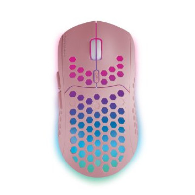 Mouse Mars Gaming Wireless RGB MMW3 Pink USB 2.4G Bateria Recarga 3200 DPI Ultraligero Hive Ilumin