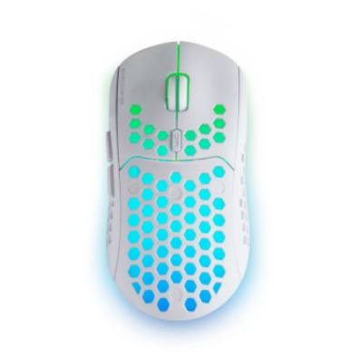 Mouse Mars Gaming Wireless RGB MMW3 White USB 2.4G - Bateria Recarga 3200DPI Ultraligero Hive Ilumi