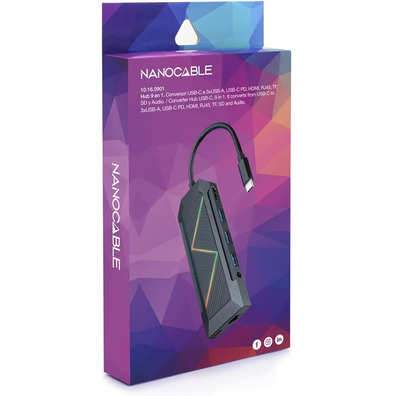 Hub Nanocável USB 3.0 10.16.0901 USB/USB-C/HDMI/RJ45/SD/Audio