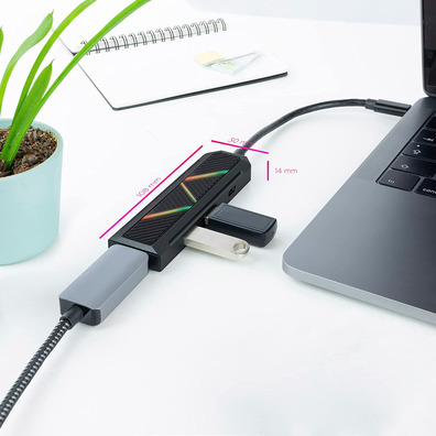 Hub Nanocable Hub USB Tipo C 10.16.0401 USB/USB-C/HDMI Negro