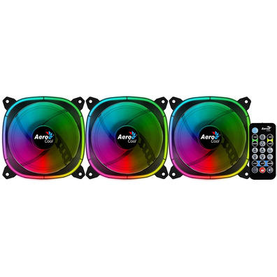 Pack 3 Ventiladores Aerocool Astro Pro 12 cm + H66F HUB + Mando a Distancia